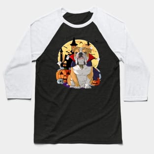 English Bulldog Witch Happy Halloween Baseball T-Shirt